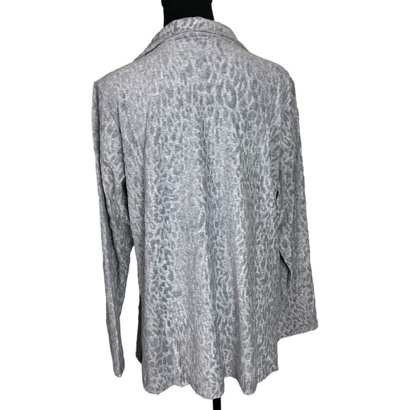 Susan Graver Weekend Burnout Jacquard Knit Half-Zip Top GRAY NWOT SIZE M - Picture 4 of 9